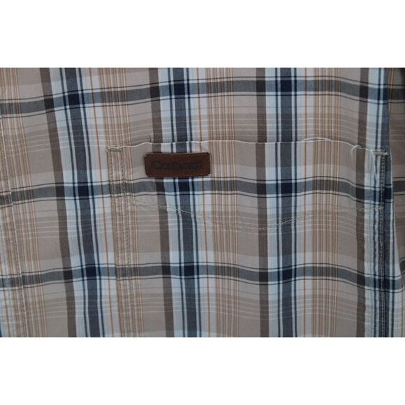 Carhartt Mens Shirt Size Large Tan Plaid Short Sleeves Button Down Pocket - Picture 3 of 5